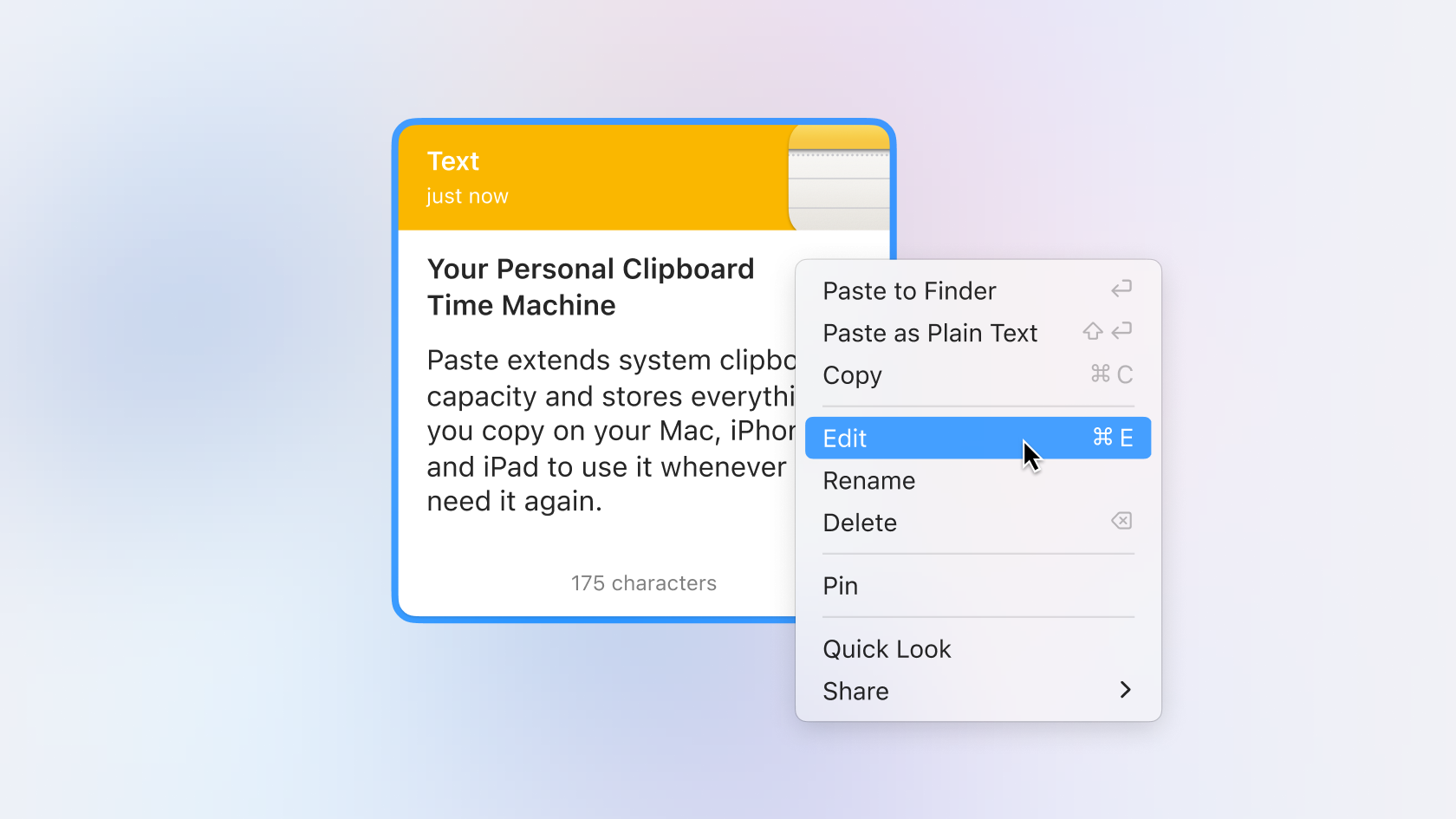 Clipboard editing