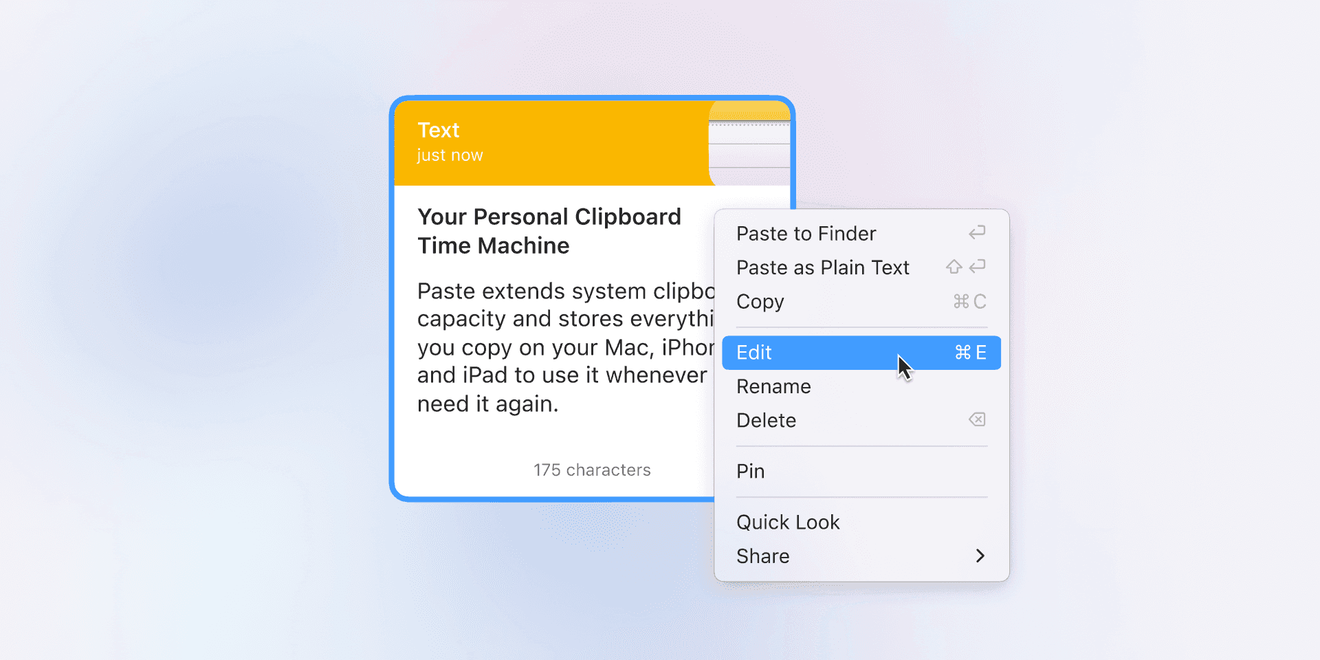 Edit clipboard items directly in Paste